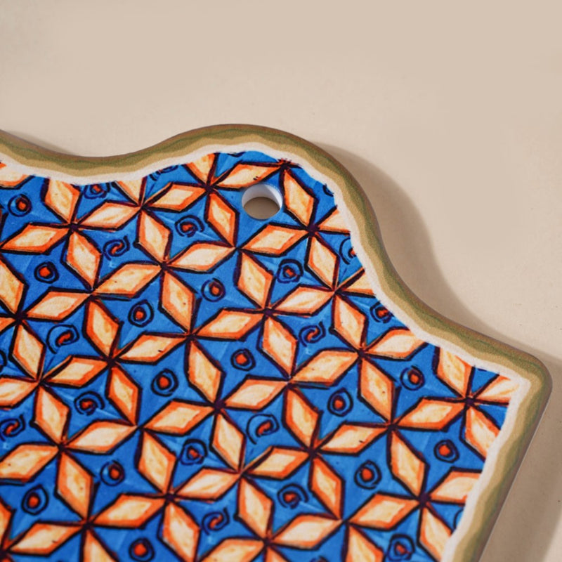 Tile Patterned Ceramic Platter 7 Inch - Ceramic platter, serving platter, fruit platter | Plates for dining table & home decor
