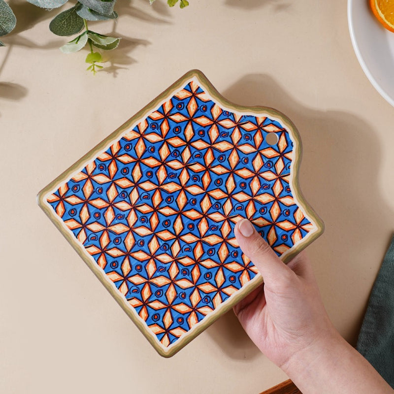 Tile Patterned Ceramic Platter 7 Inch - Ceramic platter, serving platter, fruit platter | Plates for dining table & home decor
