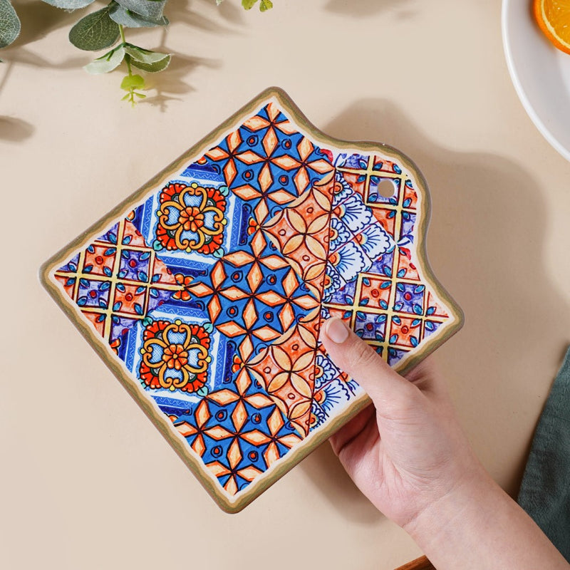 European Vibrant Traditional Trivet 7 Inch - Ceramic platter, serving platter, fruit platter | Plates for dining table & home decor