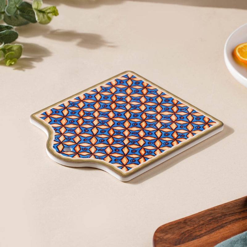 Tile Patterned Ceramic Platter 7 Inch - Ceramic platter, serving platter, fruit platter | Plates for dining table & home decor