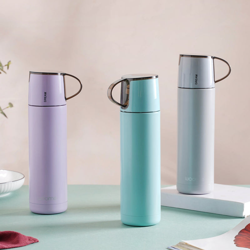 Thermos with Cup Lid - Water bottle, flask, drinking bottle | Flask for Travelling & Gym