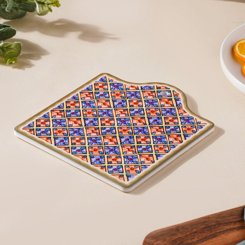 Moroccan Patterned Ceramic Platter Orange 7 Inch - Ceramic platter, serving platter, fruit platter | Plates for dining table & home decor