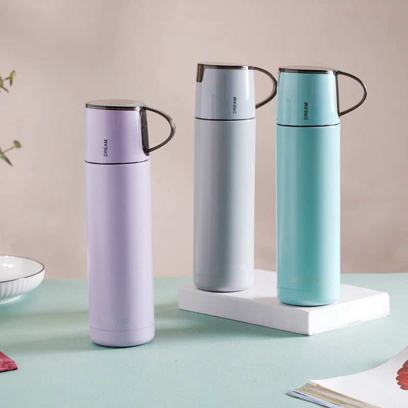 Thermos with Cup Lid - Water bottle, flask, drinking bottle | Flask for Travelling & Gym