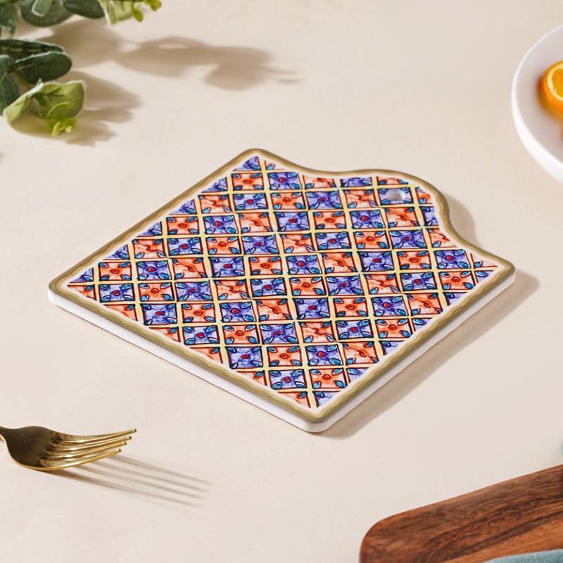 Moroccan Patterned Ceramic Platter Orange 7 Inch - Ceramic platter, serving platter, fruit platter | Plates for dining table & home decor