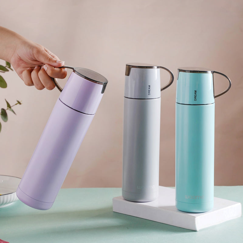 Thermos with Cup Lid - Water bottle, flask, drinking bottle | Flask for Travelling & Gym