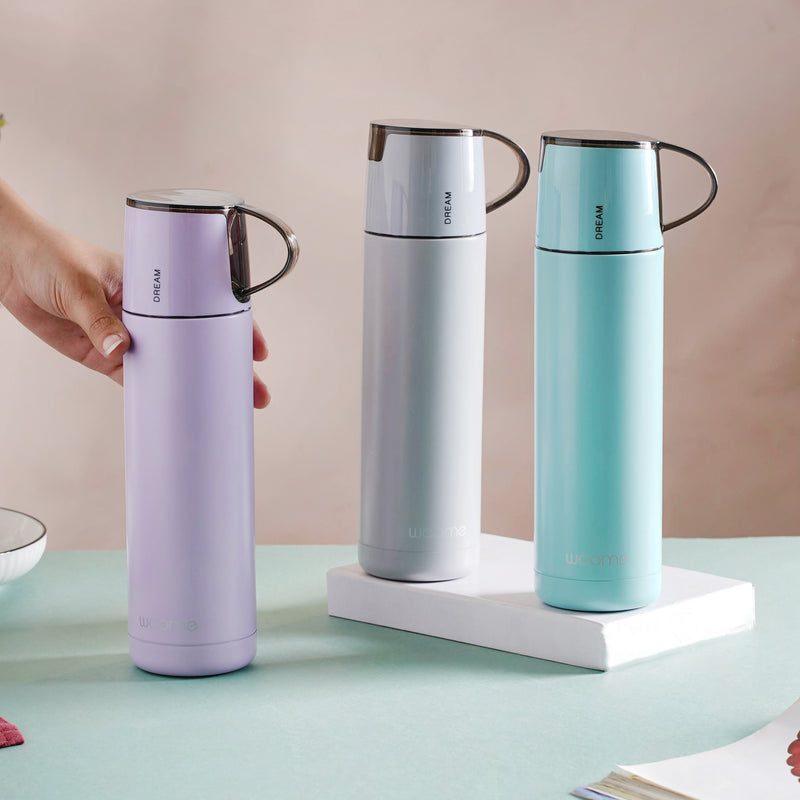 Thermos with Cup Lid - Water bottle, flask, drinking bottle | Flask for Travelling & Gym
