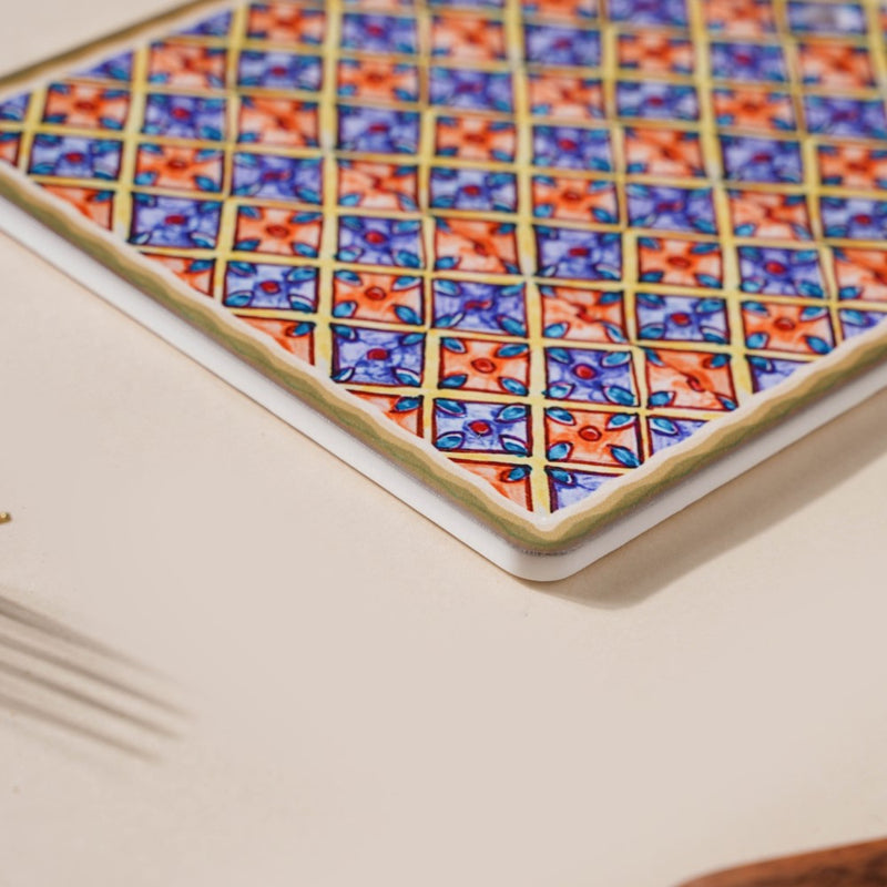 Moroccan Patterned Ceramic Platter Orange 7 Inch - Ceramic platter, serving platter, fruit platter | Plates for dining table & home decor