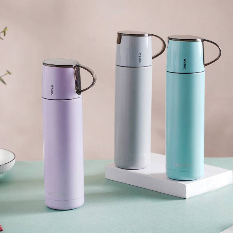 Thermos with Cup Lid - Water bottle, flask, drinking bottle | Flask for Travelling & Gym