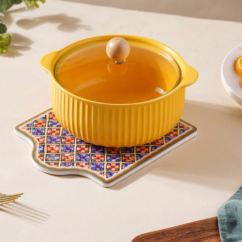 Moroccan Patterned Ceramic Platter Orange 7 Inch - Ceramic platter, serving platter, fruit platter | Plates for dining table & home decor