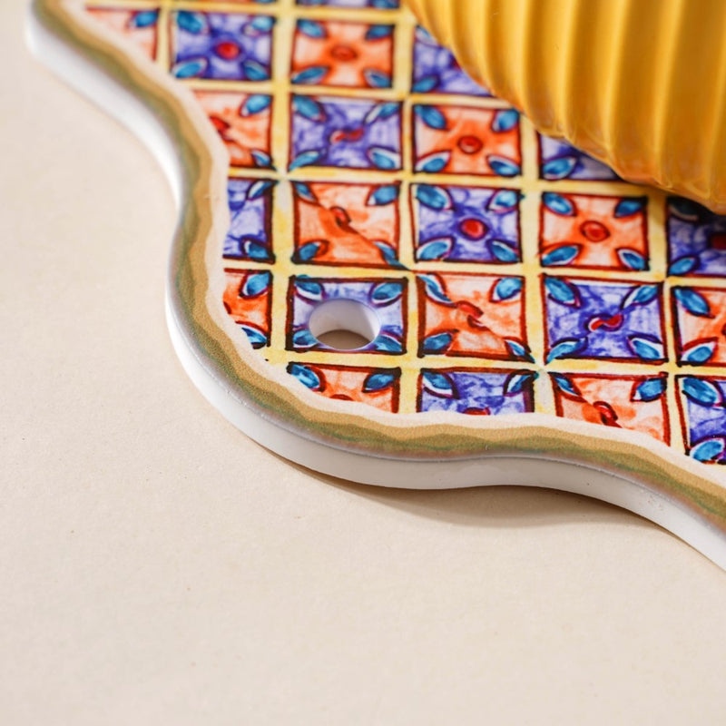 Moroccan Patterned Ceramic Platter Orange 7 Inch - Ceramic platter, serving platter, fruit platter | Plates for dining table & home decor