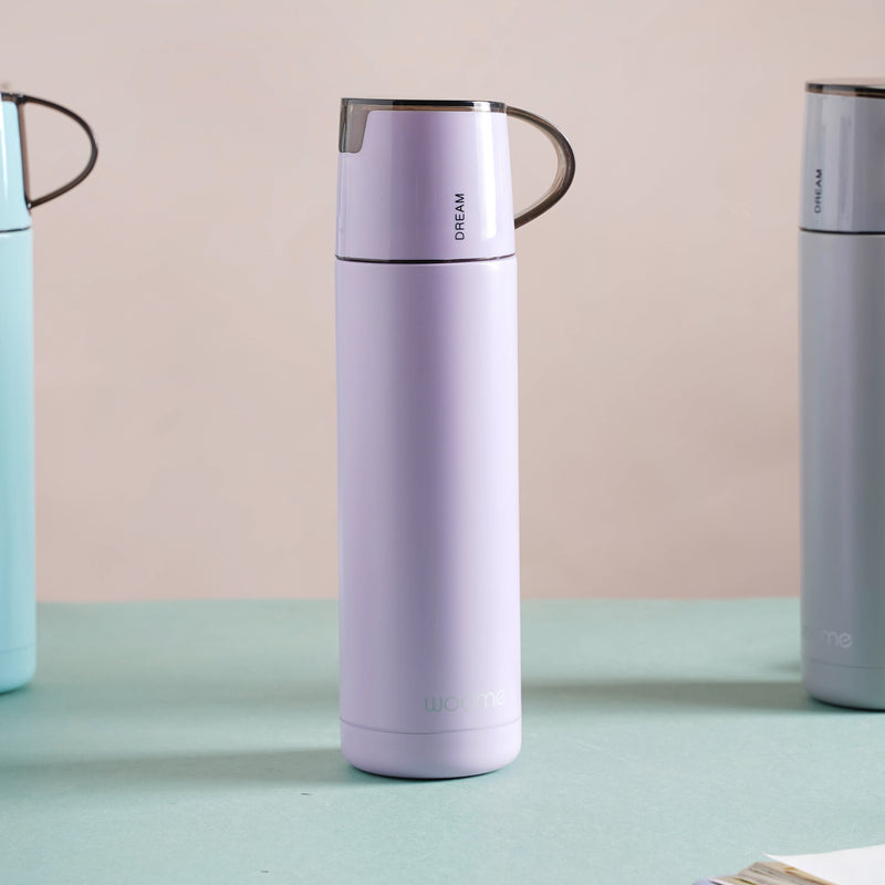 Thermos with Cup Lid - Water bottle, flask, drinking bottle | Flask for Travelling & Gym
