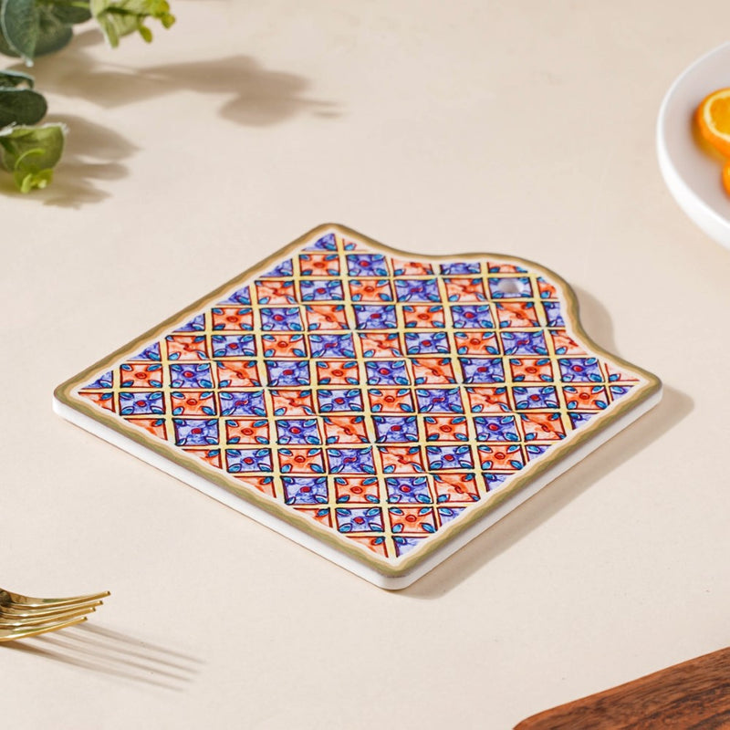 Moroccan Patterned Ceramic Platter Orange 7 Inch - Ceramic platter, serving platter, fruit platter | Plates for dining table & home decor