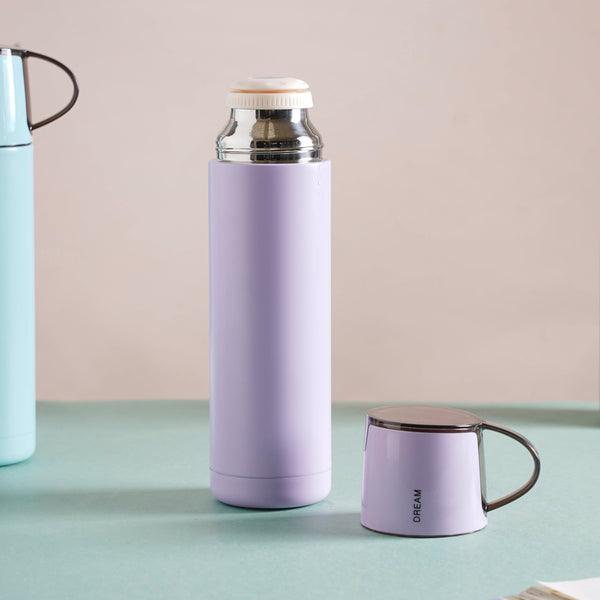 Thermos with Cup Lid - Water bottle, flask, drinking bottle | Flask for Travelling & Gym