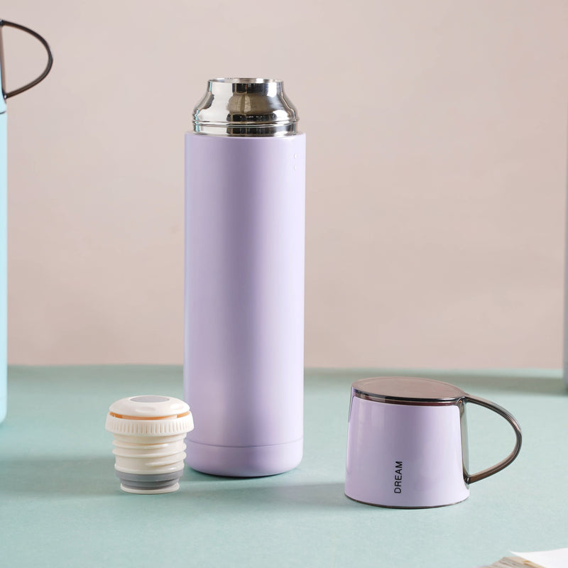 Thermos with Cup Lid - Water bottle, flask, drinking bottle | Flask for Travelling & Gym