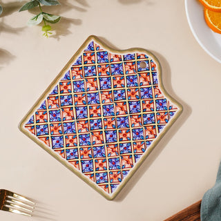Moroccan Patterned Ceramic Platter Orange 7 Inch