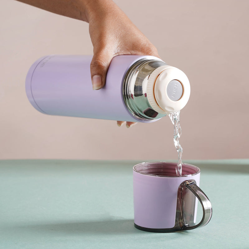 Thermos with Cup Lid - Water bottle, flask, drinking bottle | Flask for Travelling & Gym