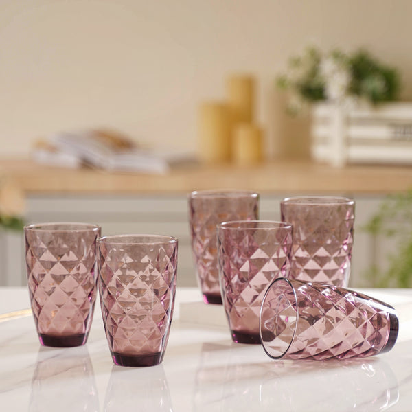 Glass Water Tumbler Set of 6