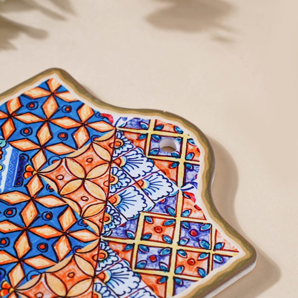 European Vibrant Traditional Trivet 7 Inch - Ceramic platter, serving platter, fruit platter | Plates for dining table & home decor