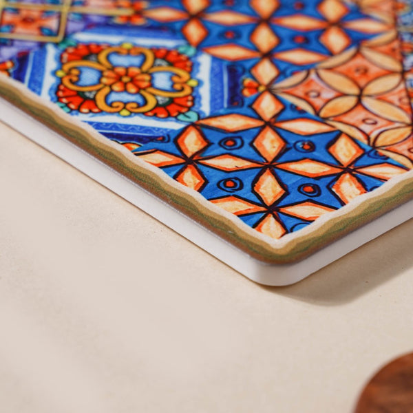 European Vibrant Traditional Trivet 7 Inch - Ceramic platter, serving platter, fruit platter | Plates for dining table & home decor