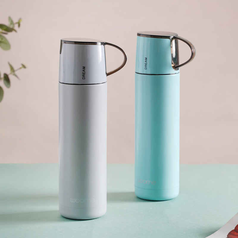 Thermos with Cup Lid - Water bottle, flask, drinking bottle | Flask for Travelling & Gym