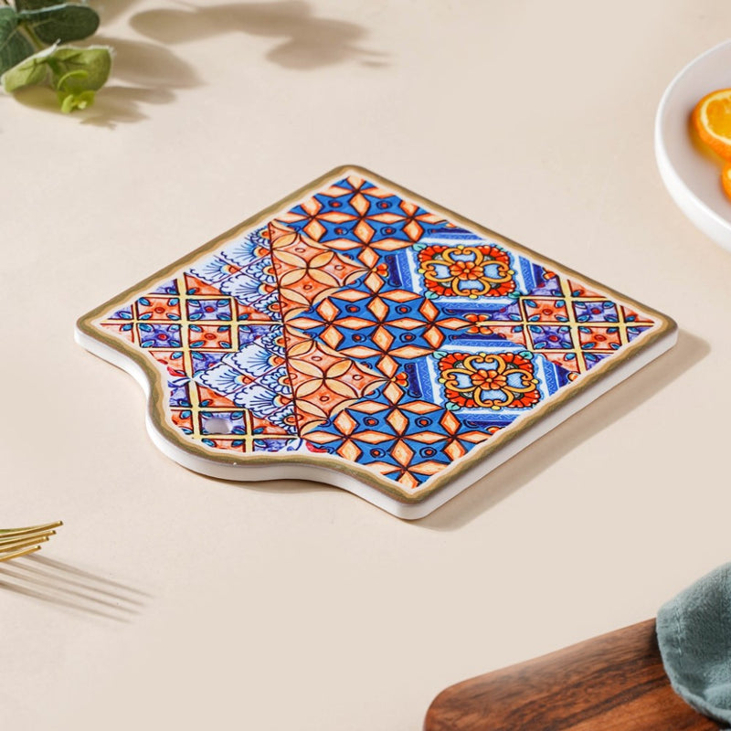 European Vibrant Traditional Trivet 7 Inch - Ceramic platter, serving platter, fruit platter | Plates for dining table & home decor