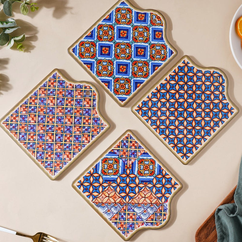 Tile Patterned Ceramic Platter 7 Inch - Ceramic platter, serving platter, fruit platter | Plates for dining table & home decor