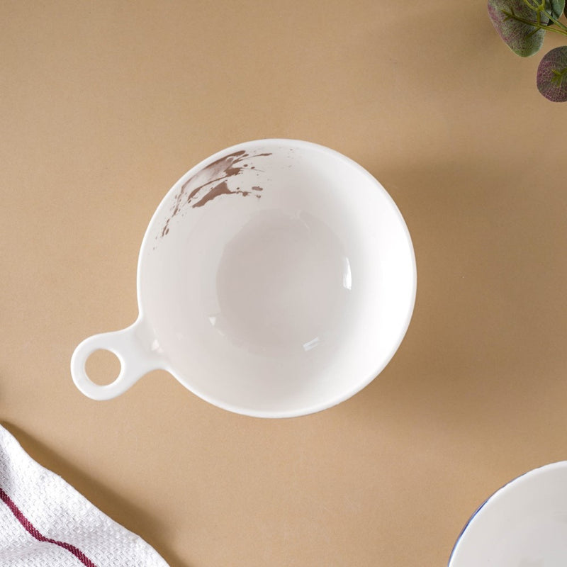Splash Patterned Ceramic Bowl With Handle Brown - Bowl, ceramic bowl, serving bowls, noodle bowl, salad bowls, bowl for snacks, baking bowls, large serving bowl, bowl with handle | Bowls for dining table & home decor