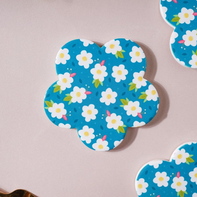 Daisy Bluefield Floral Ceramic Coaster Set Of 4