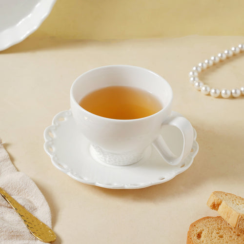 White Cup And Saucer Set- Tea cup, coffee cup, cup for tea | Cups and Mugs for Office Table & Home Decoration