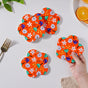 Autumn Orange Flower Ceramic Coaster Set Of 4