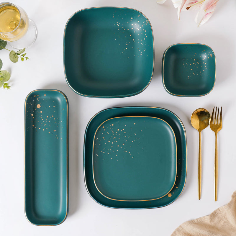 CARA Green 21 Piece Dinnerware Set For 6