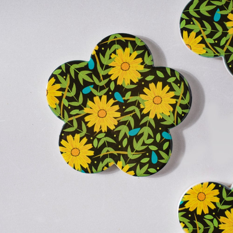 Yellow Daffodil Flower Coaster Set Of 4