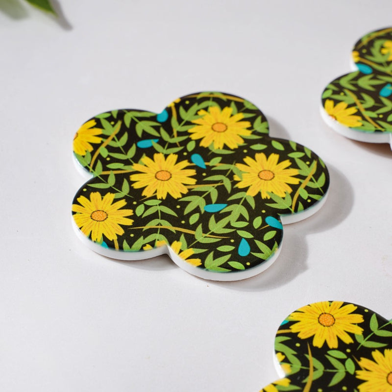 Yellow Daffodil Flower Coaster Set Of 4