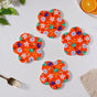 Autumn Orange Flower Ceramic Coaster Set Of 4