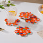 Autumn Orange Flower Ceramic Coaster Set Of 4