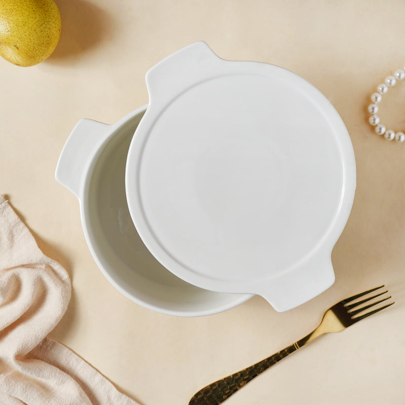 White Serving Pot - Bowl, ceramic bowl, serving bowls, noodle bowl, salad bowls, bowl for snacks, baking bowls, large serving bowl, bowl with handle | Bowls for dining table & home decor