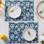 Floral Dining Cotton Printed Table Mat Blue Set Of 2