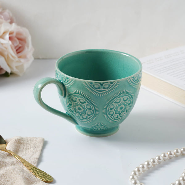 Green Coffee Cup- Mug for coffee, tea mug, cappuccino mug | Cups and Mugs for Coffee Table & Home Decor
