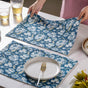 Floral Dining Cotton Printed Table Mat Blue Set Of 2