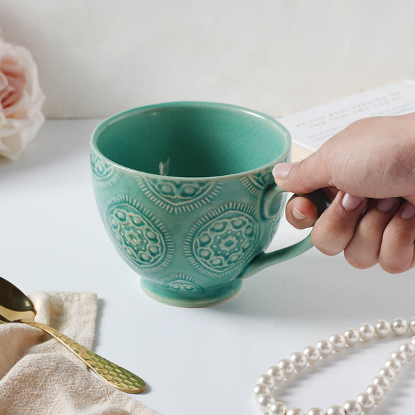 Green Coffee Cup- Mug for coffee, tea mug, cappuccino mug | Cups and Mugs for Coffee Table & Home Decor