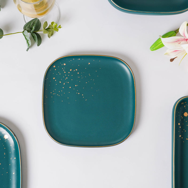 CARA Green 21 Piece Dinnerware Set For 6