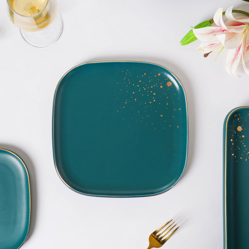 CARA Green 21 Piece Dinnerware Set For 6