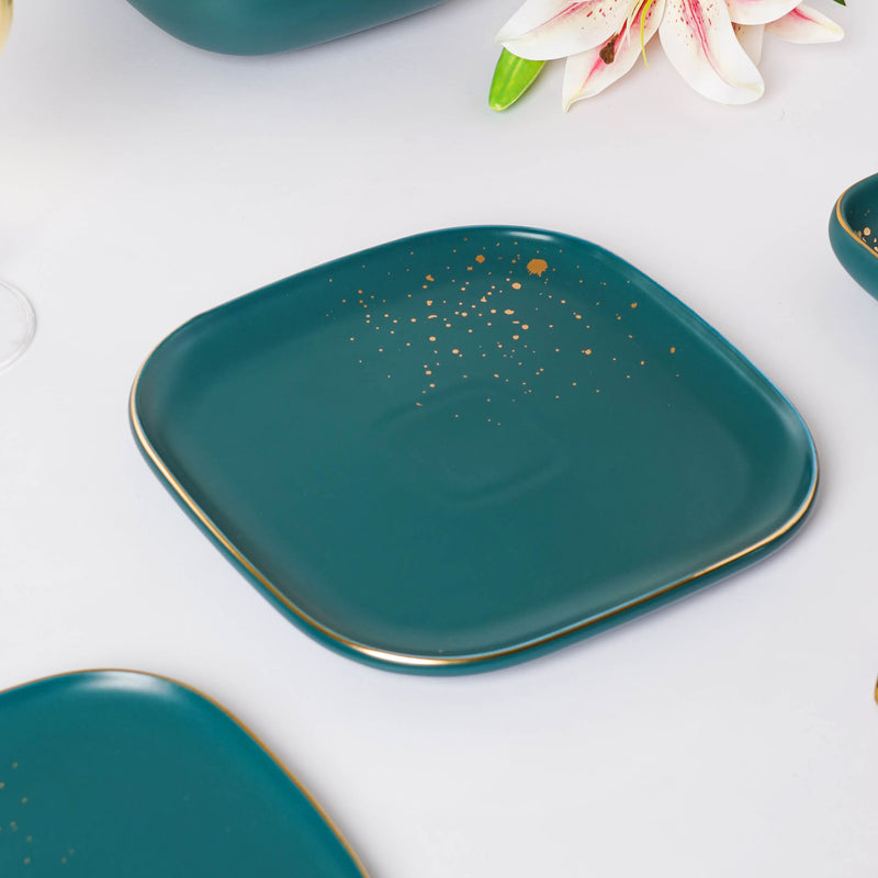 CARA Green 21 Piece Dinnerware Set For 6