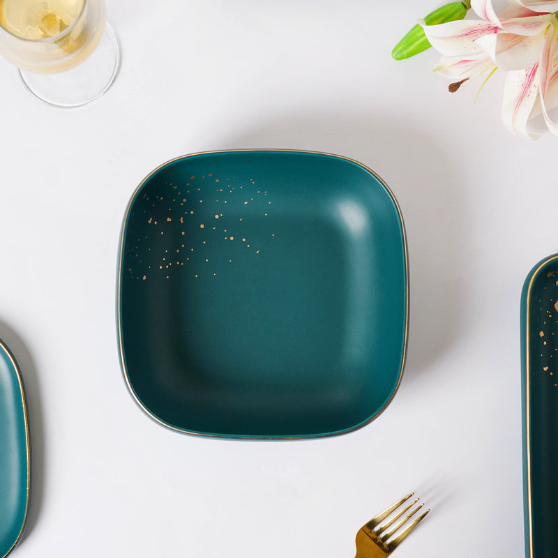 CARA Green 21 Piece Dinnerware Set For 6