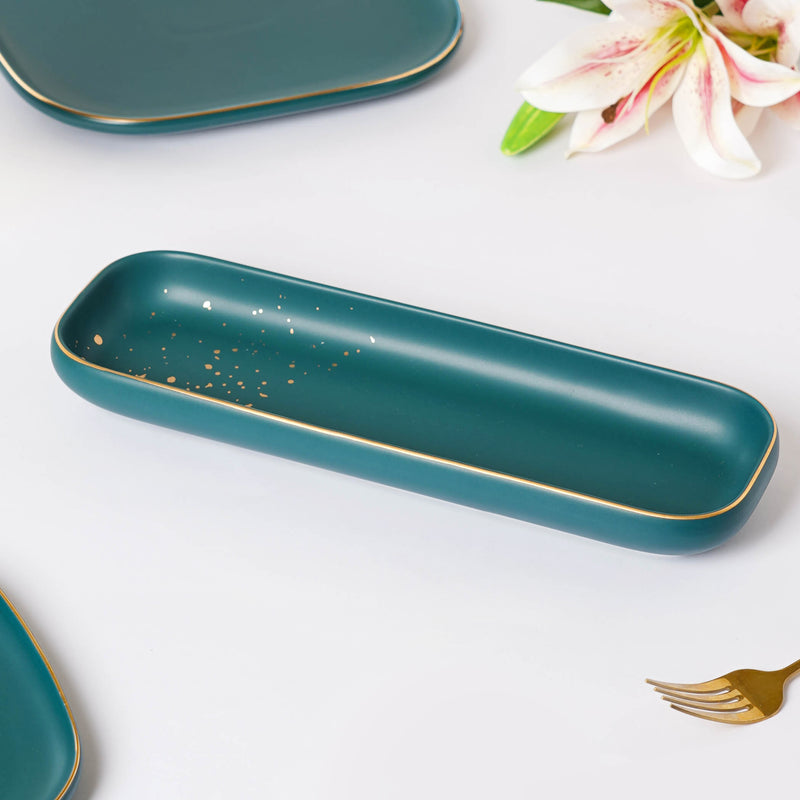 CARA Green 21 Piece Dinnerware Set For 6