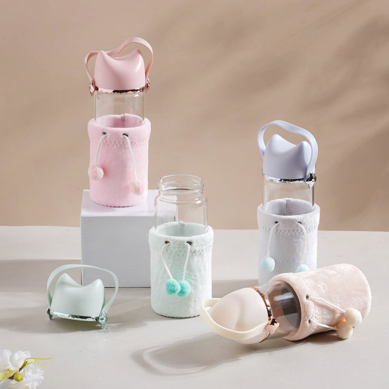 Cat Ear Water Bottle - Water bottle, glass bottle, cute water bottle | Bottle for Travelling