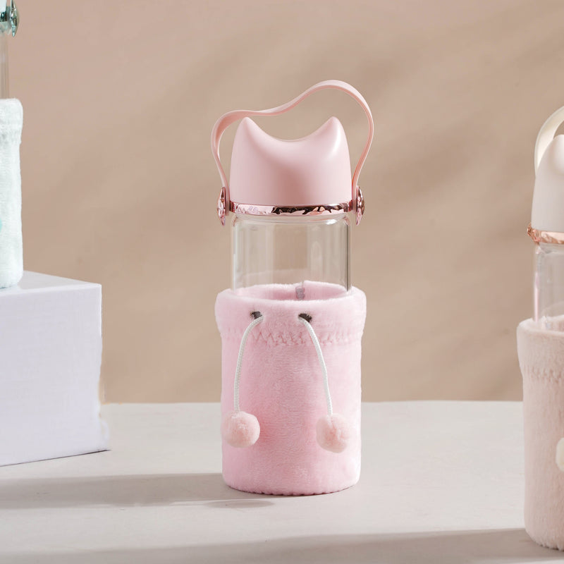Cat Ear Water Bottle - Water bottle, glass bottle, cute water bottle | Bottle for Travelling