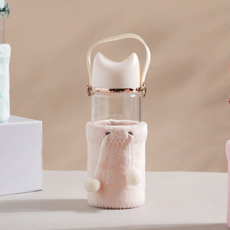 Cat Ear Water Bottle - Water bottle, glass bottle, cute water bottle | Bottle for Travelling