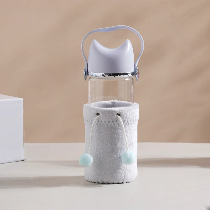 Cat Ear Water Bottle - Water bottle, glass bottle, cute water bottle | Bottle for Travelling
