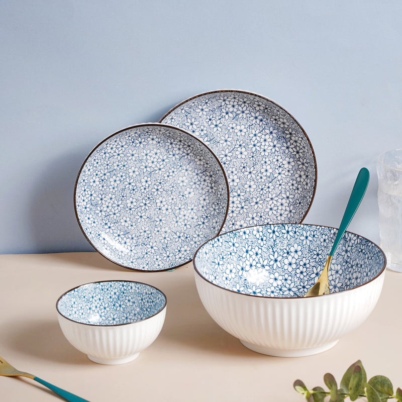 Meraki Floral Ceramic Serving Bowl 800 ml - Bowl, ceramic bowl, serving bowls, noodle bowl, salad bowls, bowl for snacks, snack bowl sets | Bowls for dining table & home decor